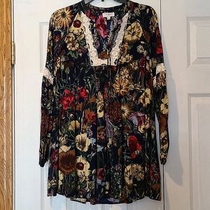 Long sleeve navy floral Tunic
